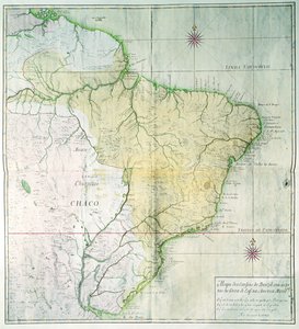 Mapa de Brasil, 1749 (grabado en color)